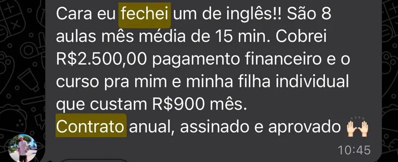Print: contrato anual de R$2.500 por mês assinado