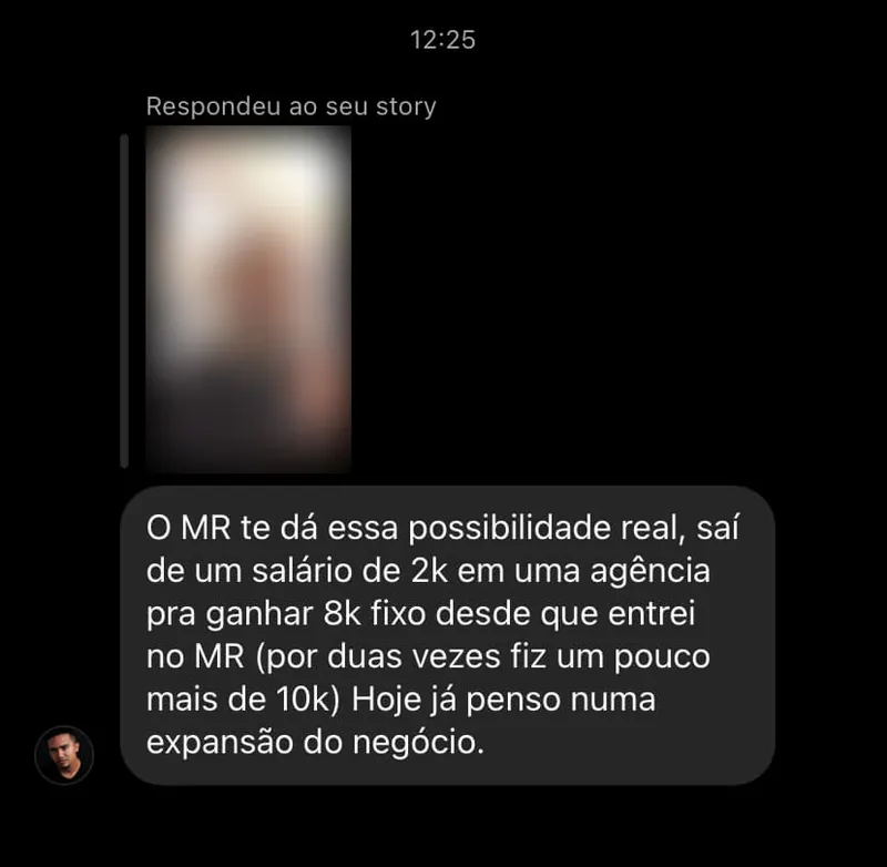 Print do depoimento de aluno do MR
