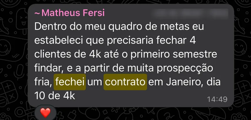 Print: contrato de R$4 mil fechado por prospecção fria